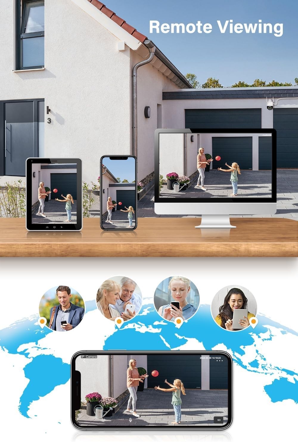 5MP WiFi Security Camera Add On PTZ Auto Tracking 24/7 Recording
