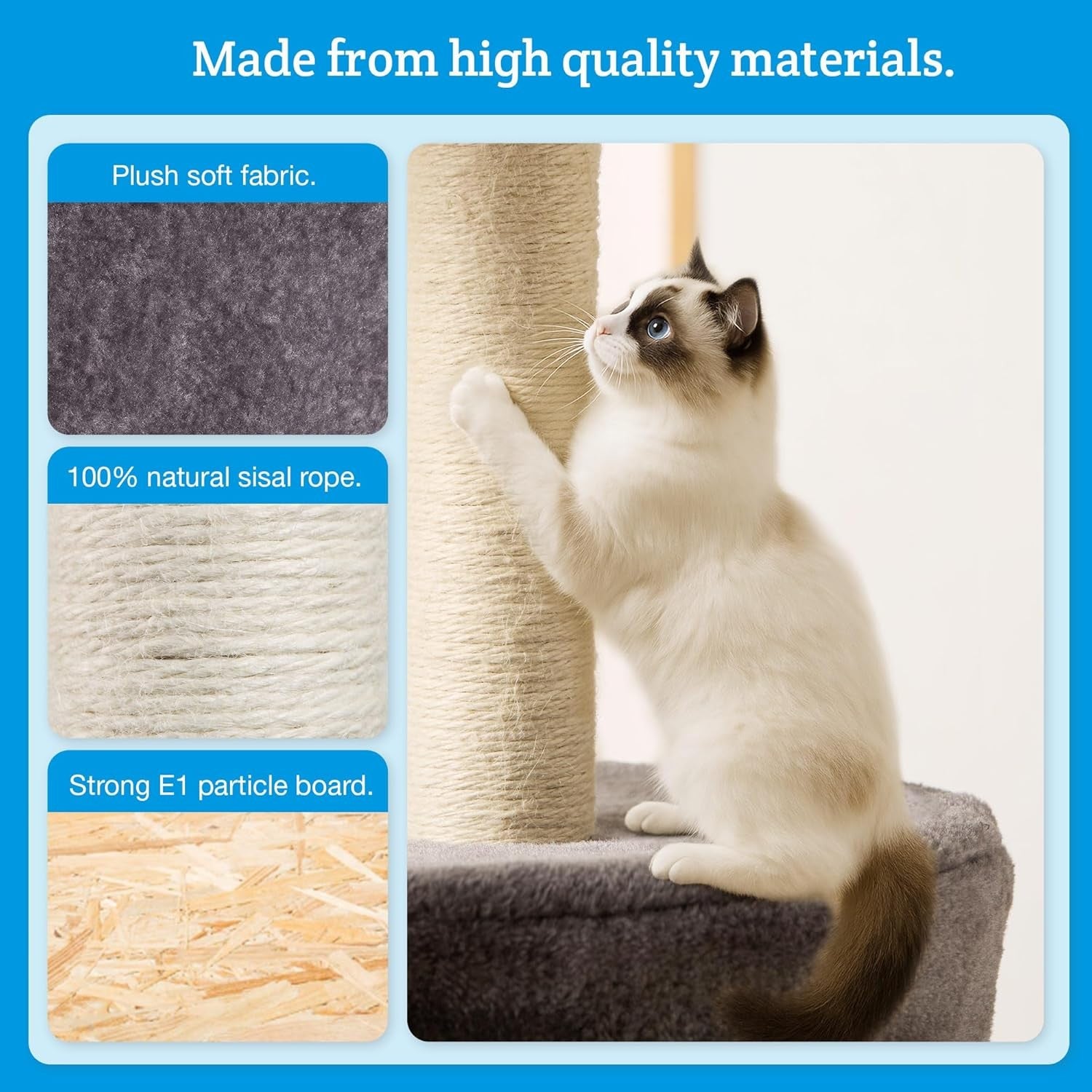 Cat Tree 146cm Multi Level Tower With Scratching Posts Condo & Hammock Grey