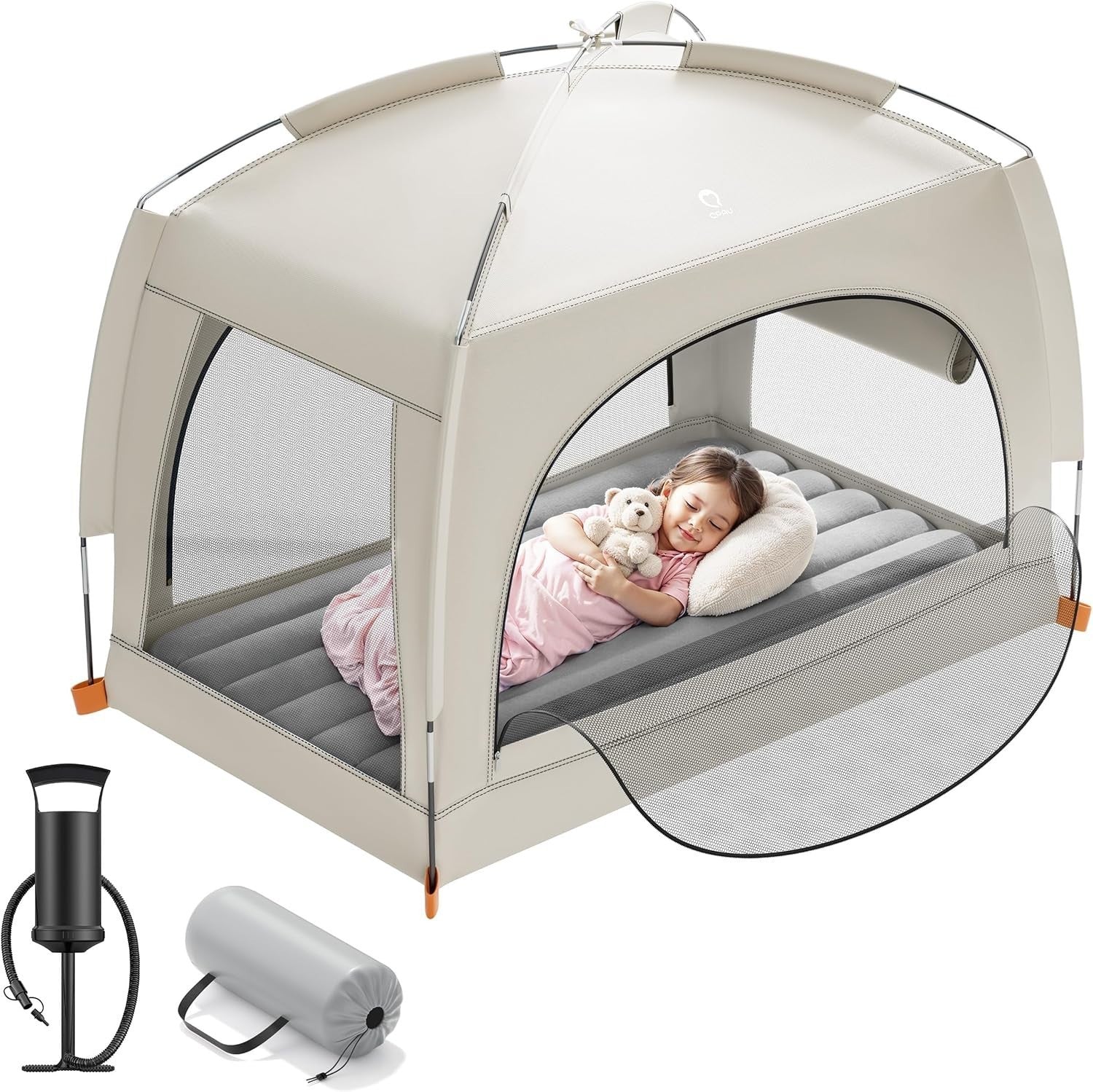 Toddler Inflatable Travel Bed with Tent Kids Air Mattress Camping Indoor