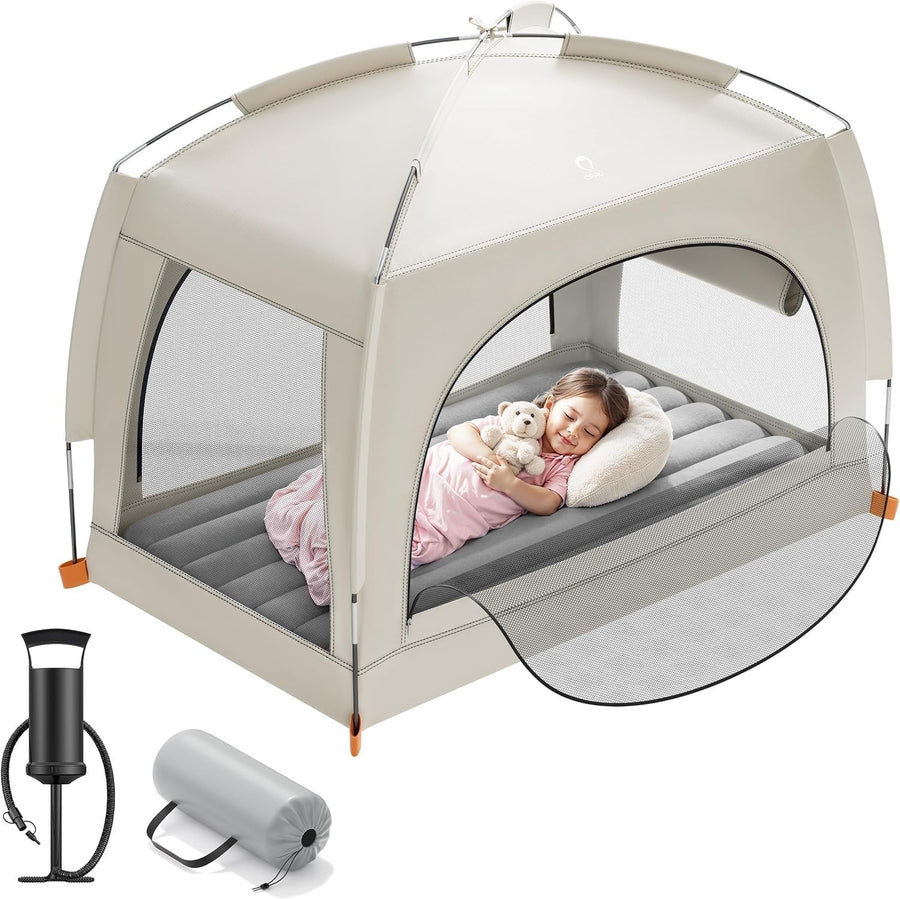 Toddler Inflatable Travel Bed with Tent Kids Air Mattress Camping Indoor