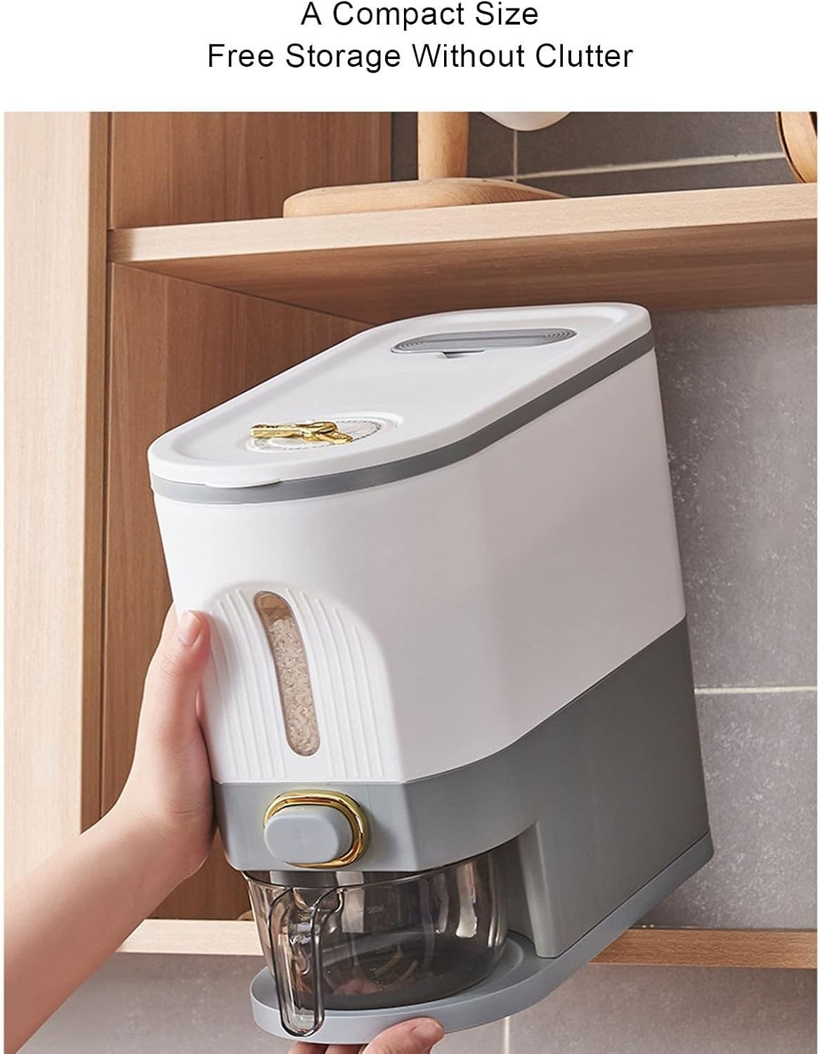 10L Rice Dispenser Box Airtight Grain Storage Container with Cup