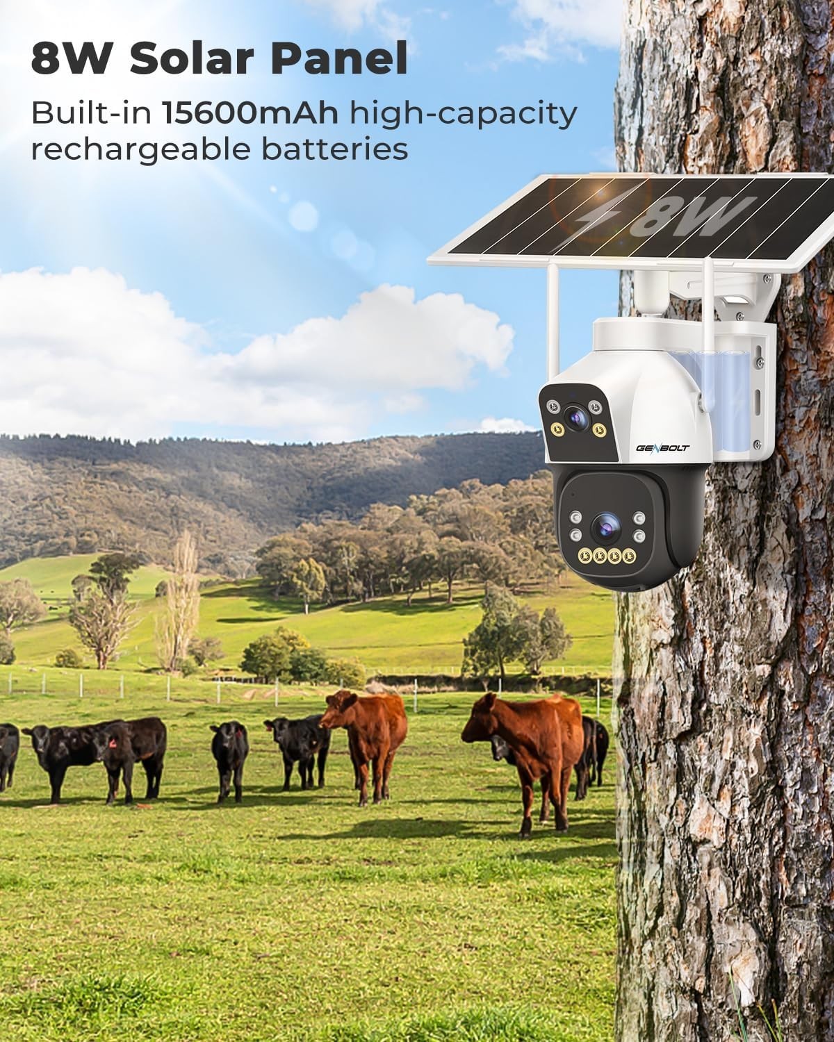 4G LTE Solar Security Camera Outdoor Dual Lens PTZ CCTV No WiFi
