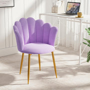 Velvet Vanity Chair Shell Back Gold Metal Legs Purple