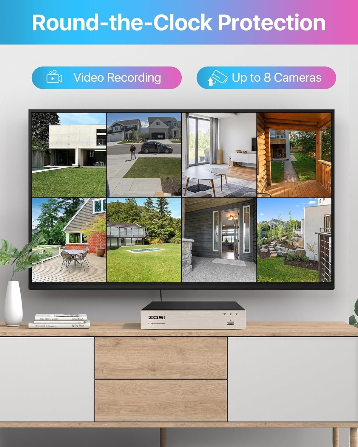 8CH CCTV Security Camera System 1TB DVR AI Detection 4 Dome Cameras