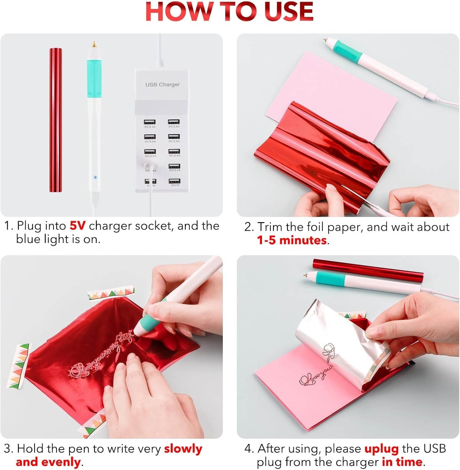 Hot Foil Pen Kit USB Heat Transfer Pens for Card Making Scrapbooking Crafts