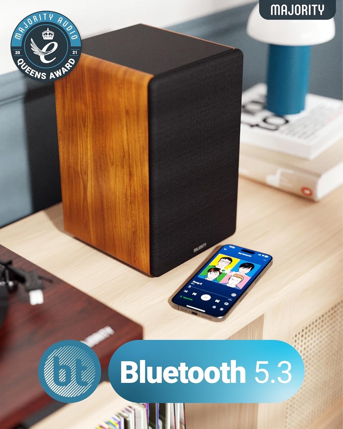 Bluetooth Bookshelf Speakers 100W HiFi Stereo 3 Drivers Xtra Bass USB HDMI ARC
