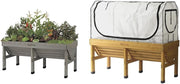 Large 1.8m Wooden Raised Garden Bed with Greenhouse Cover & Frame Set