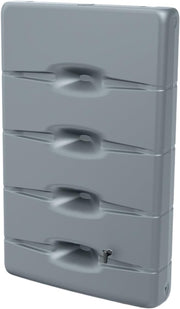 400L Slim Wall-Mounted Rainwater Tank, Rectangular, Grey, Weatherproof
