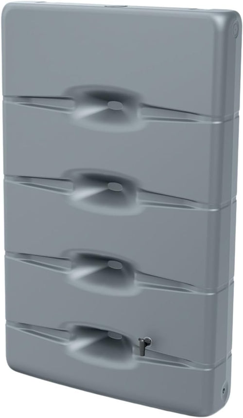 400L Slim Wall-Mounted Rainwater Tank, Rectangular, Grey, Weatherproof