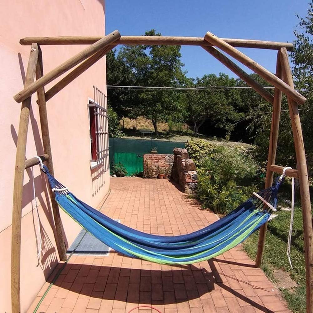 Portable Canvas Hammock with Wooden Bars, 200x100cm, 200kg Load