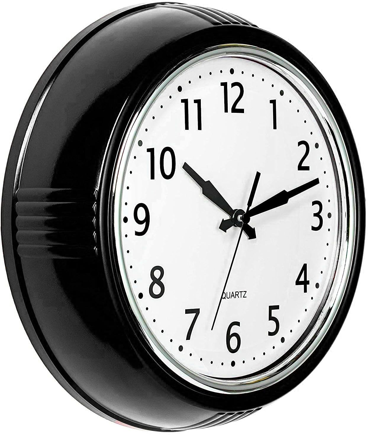 Black Retro Wall Clock 9.5" Silent Non-Ticking Quartz Easy-Read Vintage Home