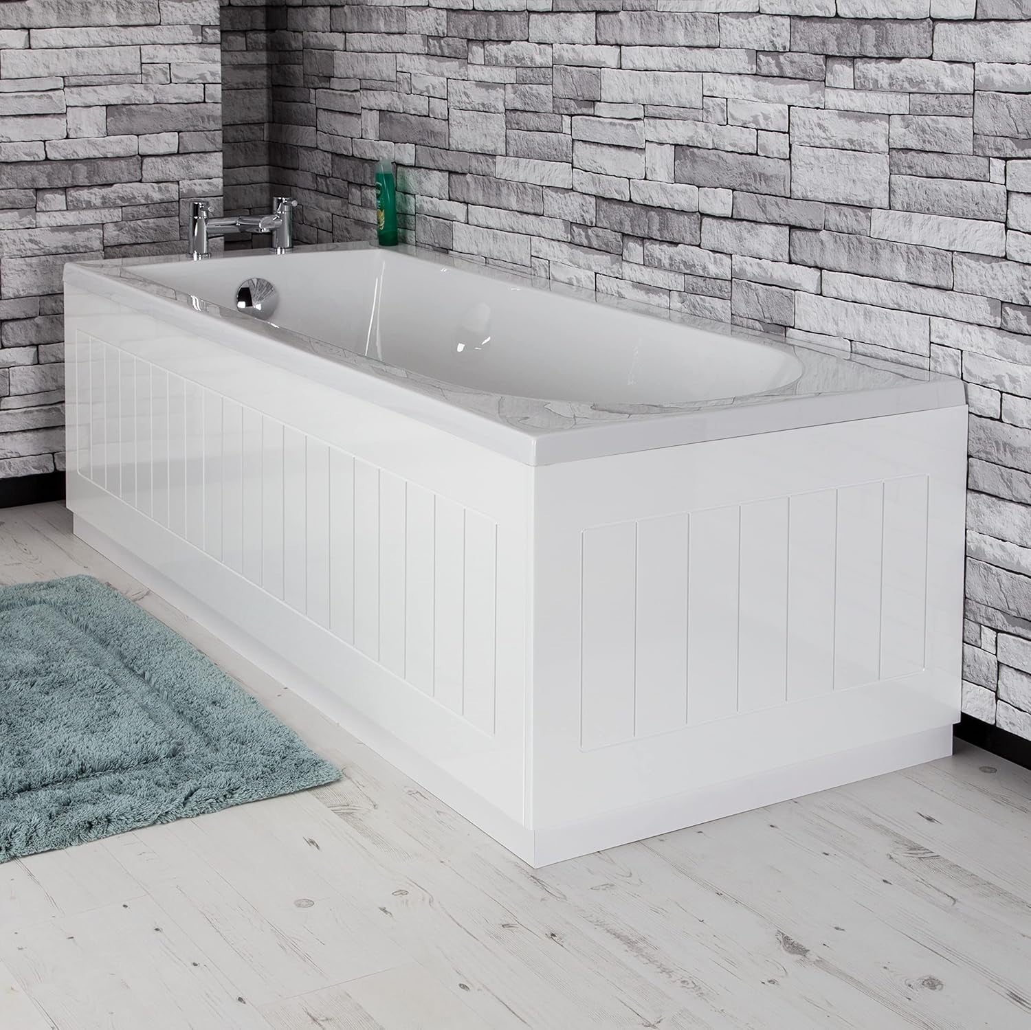 1700mm White MDF Front Bath Panel Tongue & Groove with Adjustable 150mm Plinth