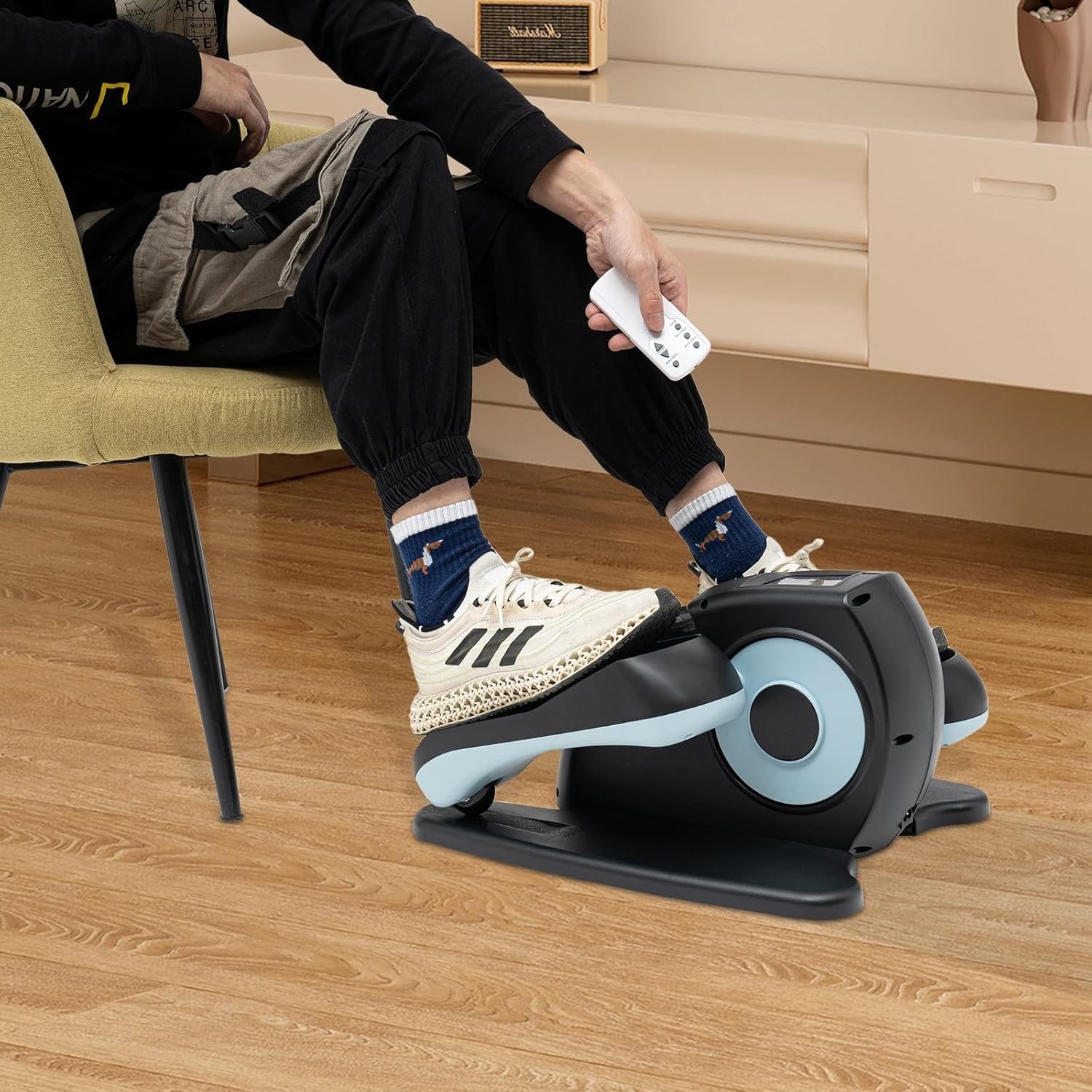 Under Desk Electric Elliptical Leg Exerciser Quiet Remote LCD Pedal