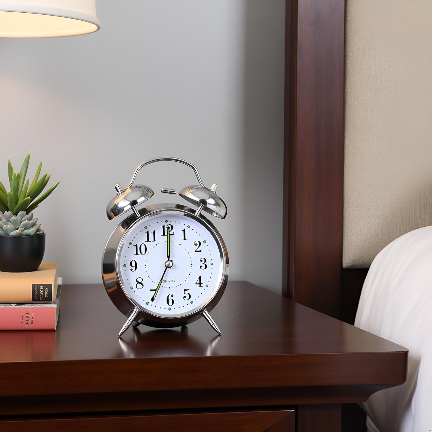 Classic Double Bell Alarm Clock Loud Wind Up Metal Heavy Sleepers 4 Inch