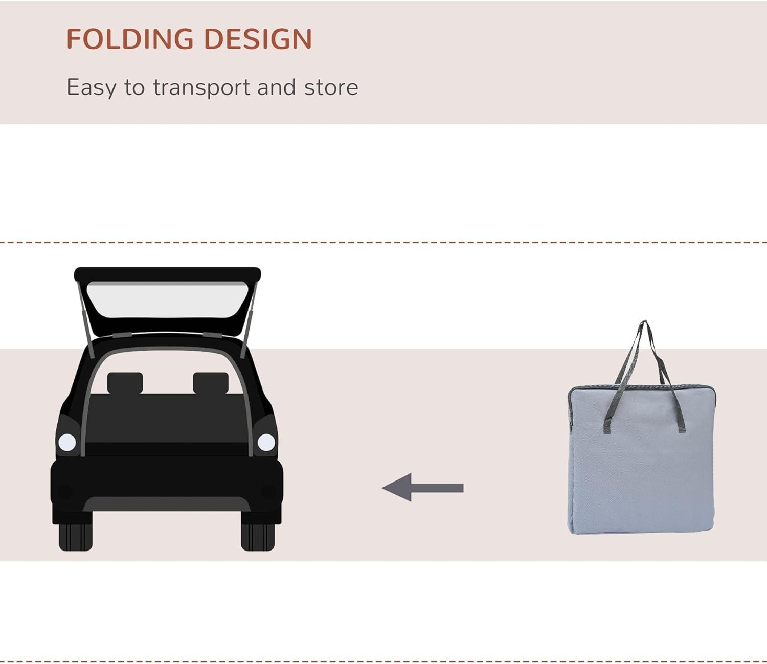 Portable Foldable Pet Carrier Bag with Mesh Windows & Storage Pockets Grey