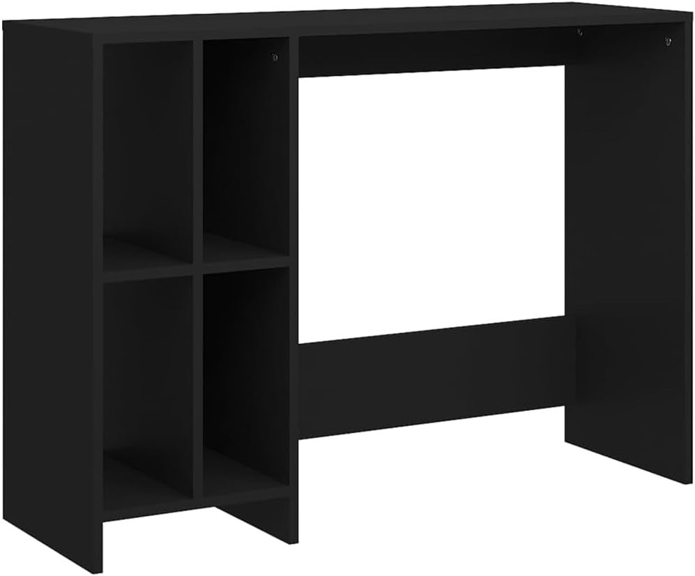 Compact Black Computer Desk with Shelves 102x35x75cm Modern Home Workstation