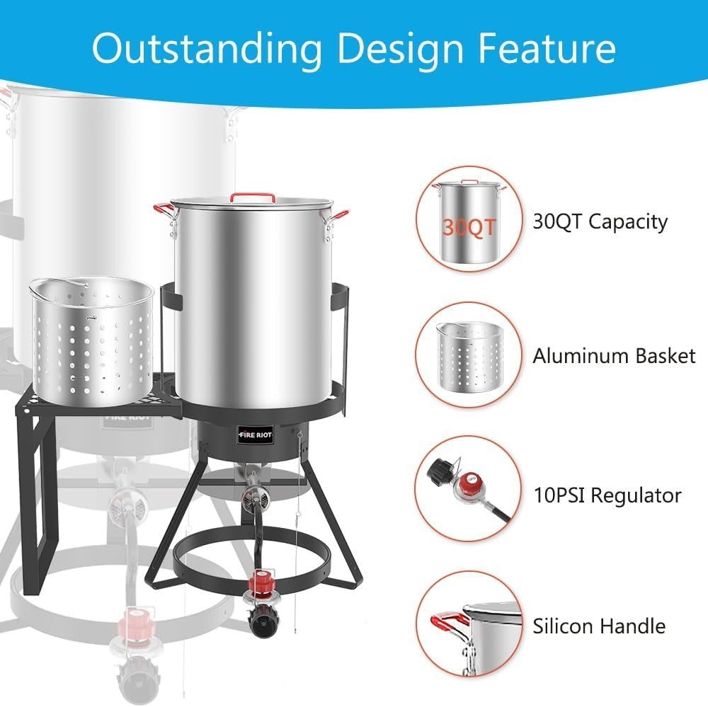 30Qt Outdoor Turkey Fryer Propane 50,000BTU Burner Stand Kit