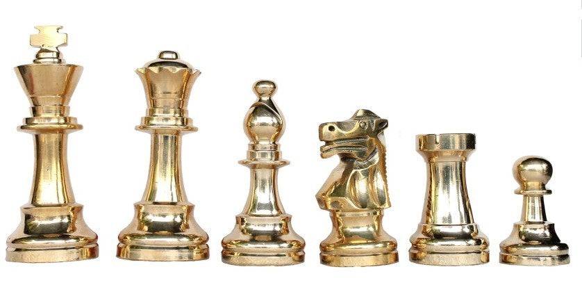 Luxury 3" Brass Staunton Chess Pieces – Hand-Carved Metal Chessmen Set