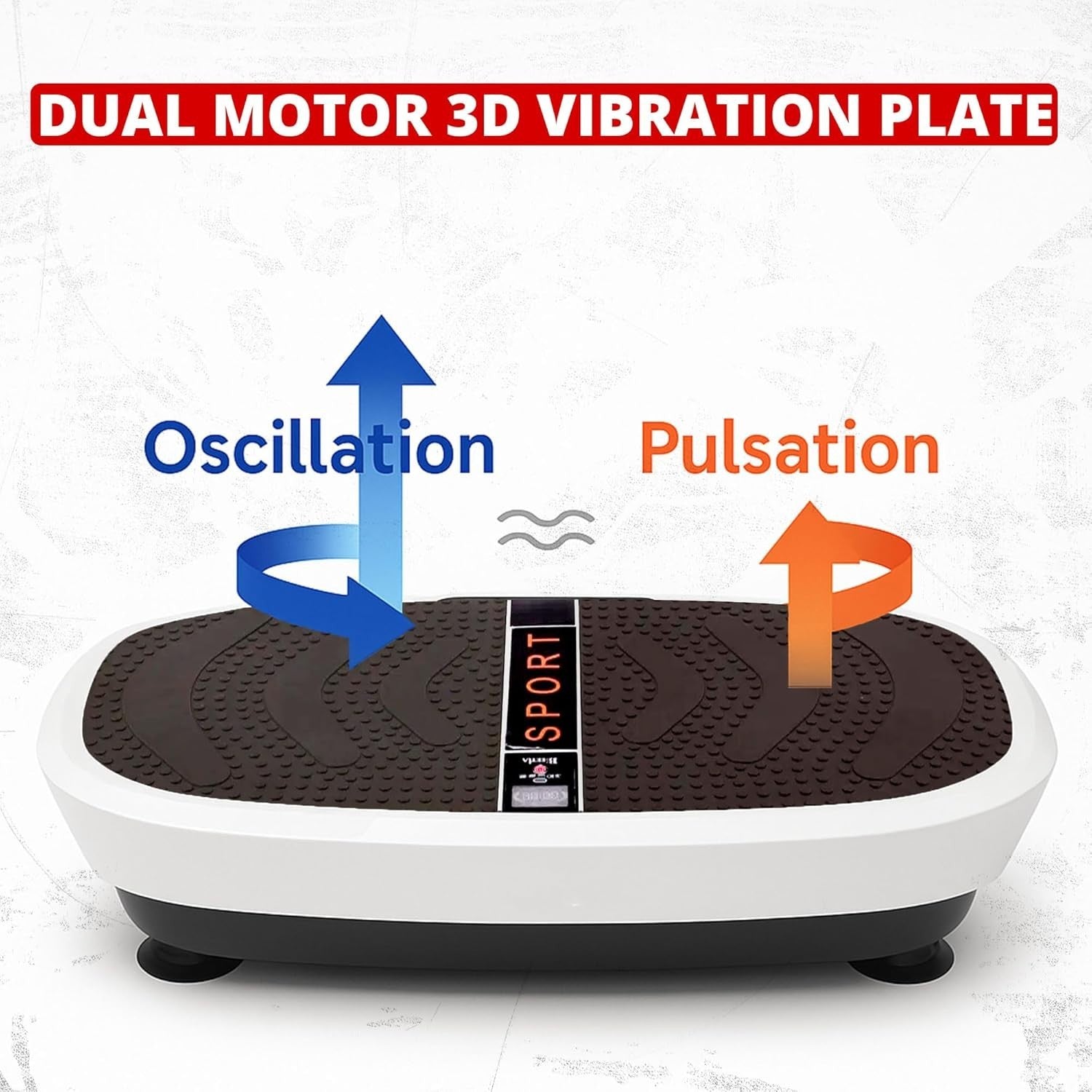 Black White XL 3D Vibration Plate Dual Motor 80 Speeds 150kg Home Gym