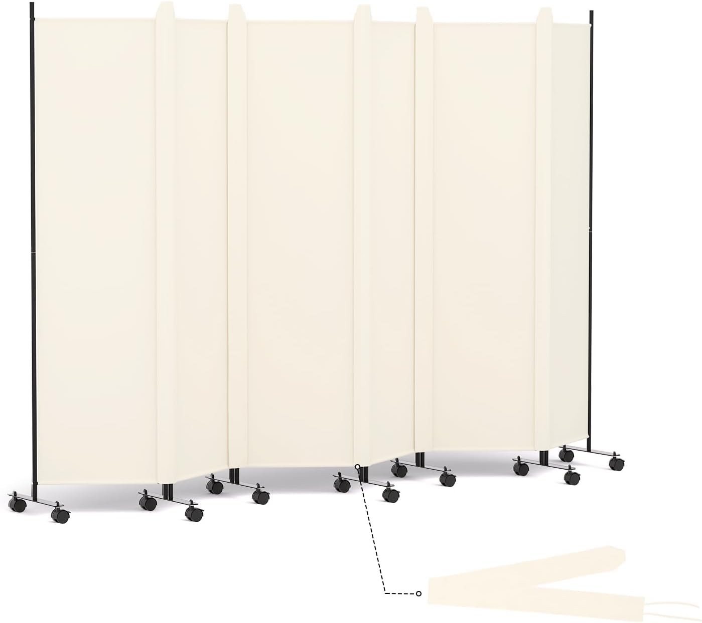 6 Panel Room Divider Folding Privacy Screen with Lockable Wheels – Large Beige P