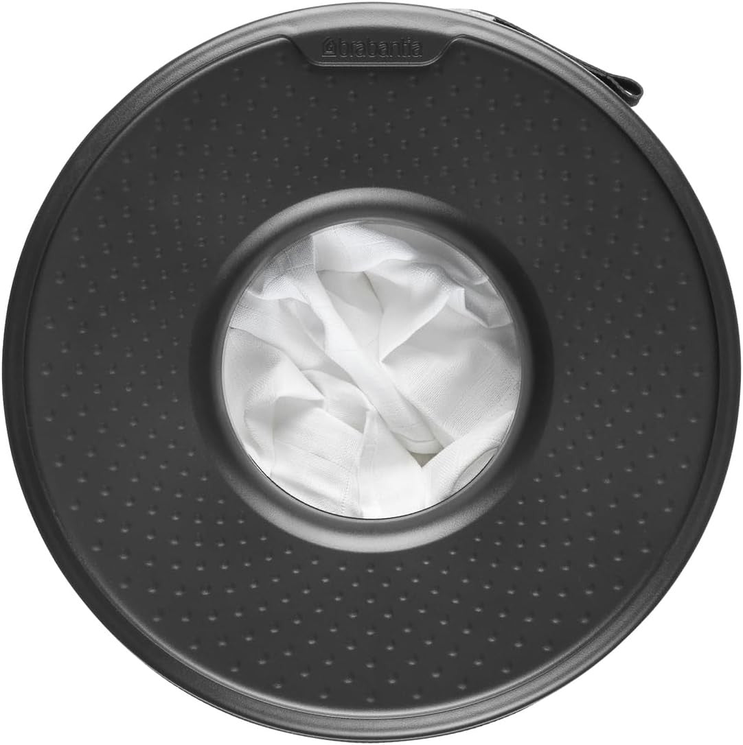 Matte Black 35L Laundry Bin with Lid | Quick-Drop Opening & Removable Cotton Bag