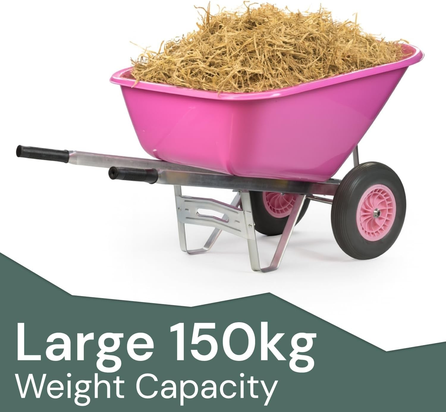 200L Pink Twin-Wheel Wheelbarrow – Heavy Duty Plastic Tray w/Puncture Proof Tyre