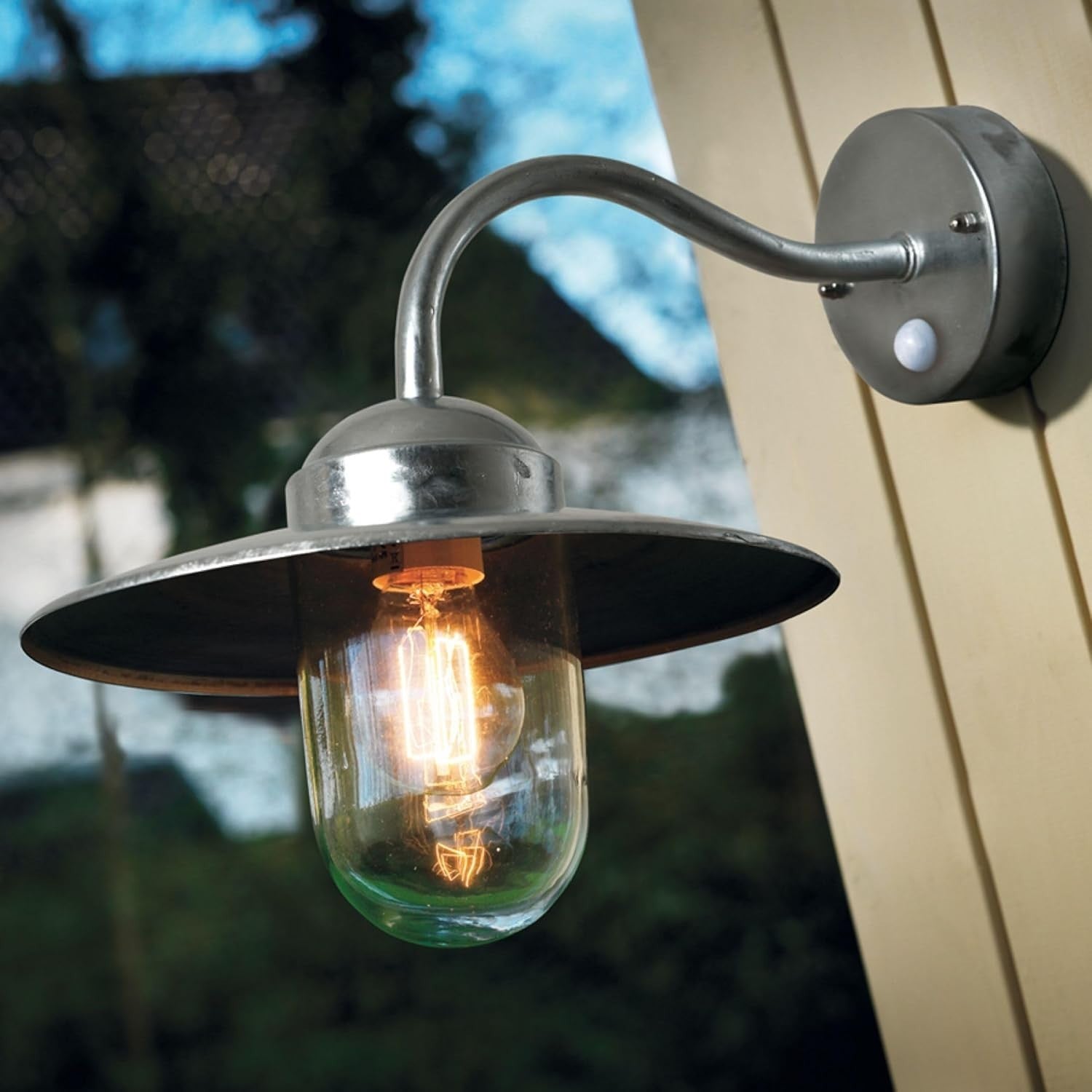Luxembourg Galvanized Outdoor PIR Wall Lantern Light
