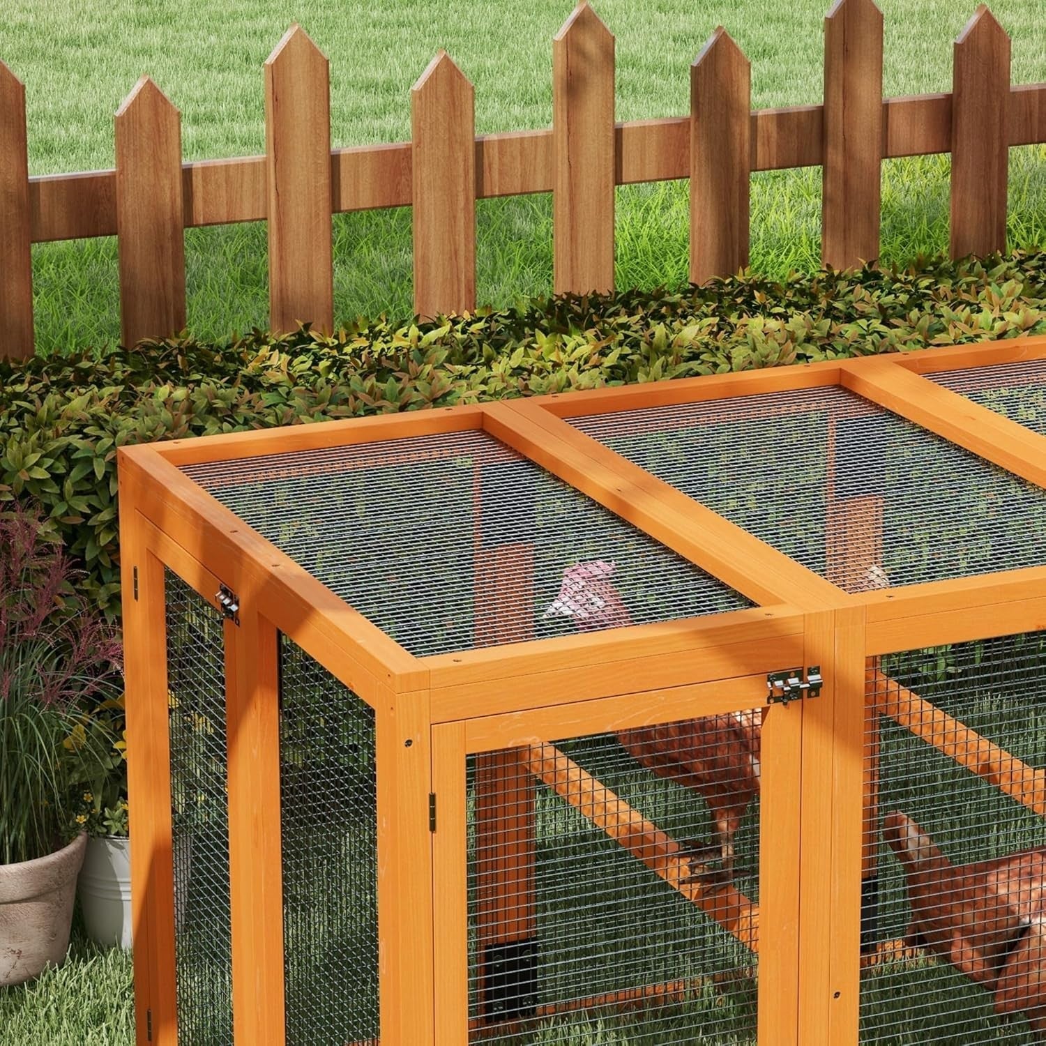 Wooden Chicken Coop Run 140cm Outdoor Hen House w Perches
