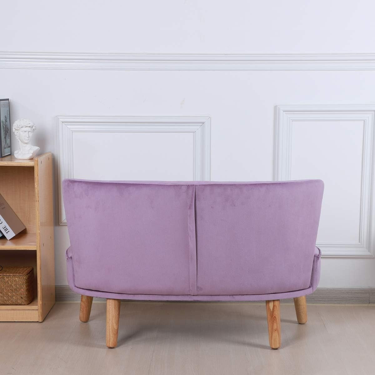 Purple Velvet Kids Sofa, 2-Seater Play Couch for Toddlers, Compact 90.5x44.5x57.