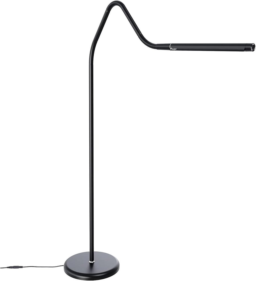 LED Floor Lamp Adjustable Brightness Black Reading Lamp Flexible Arm