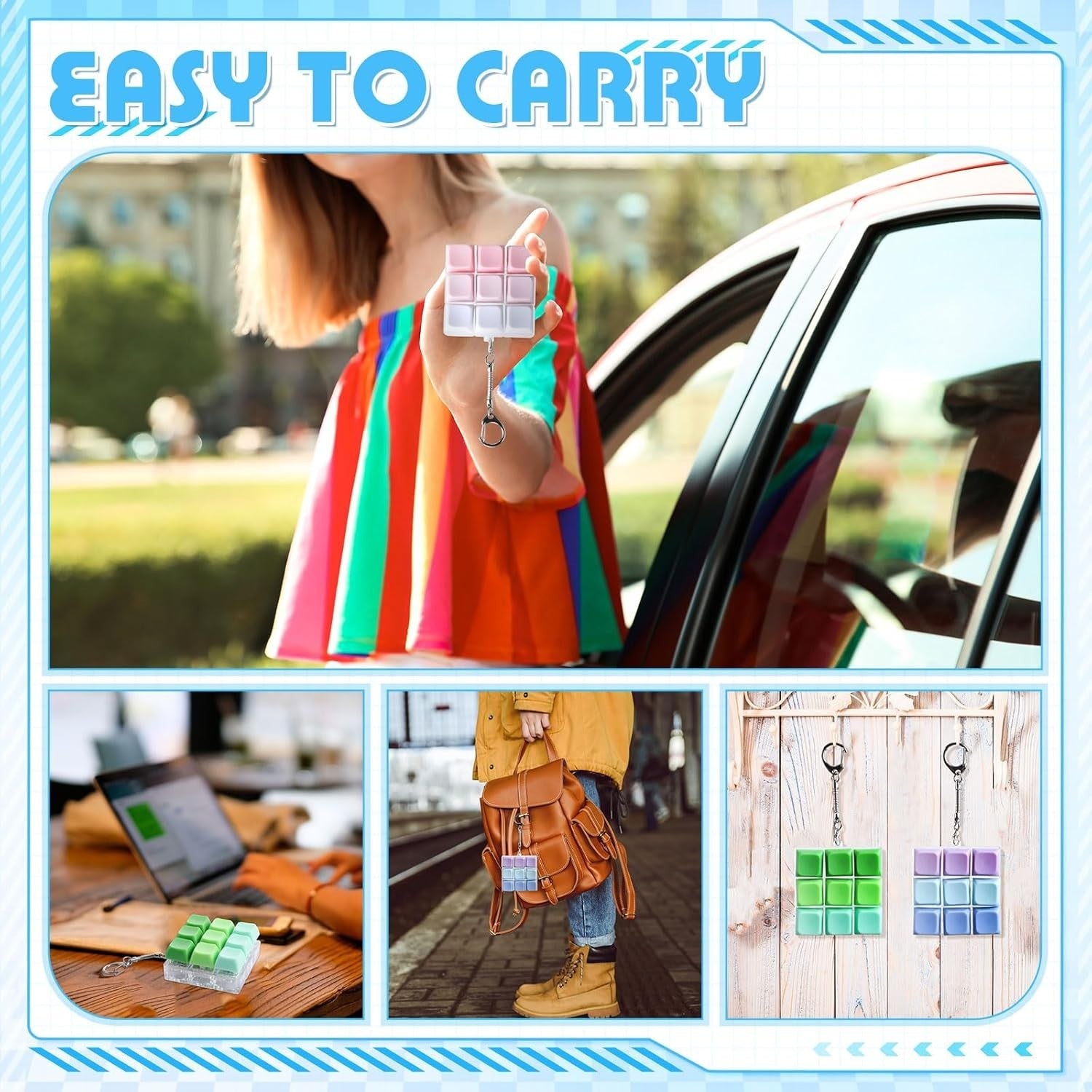 Mechanical Keyboard Clicker Fidget Keychain 3pcs Gradient Stress Toy