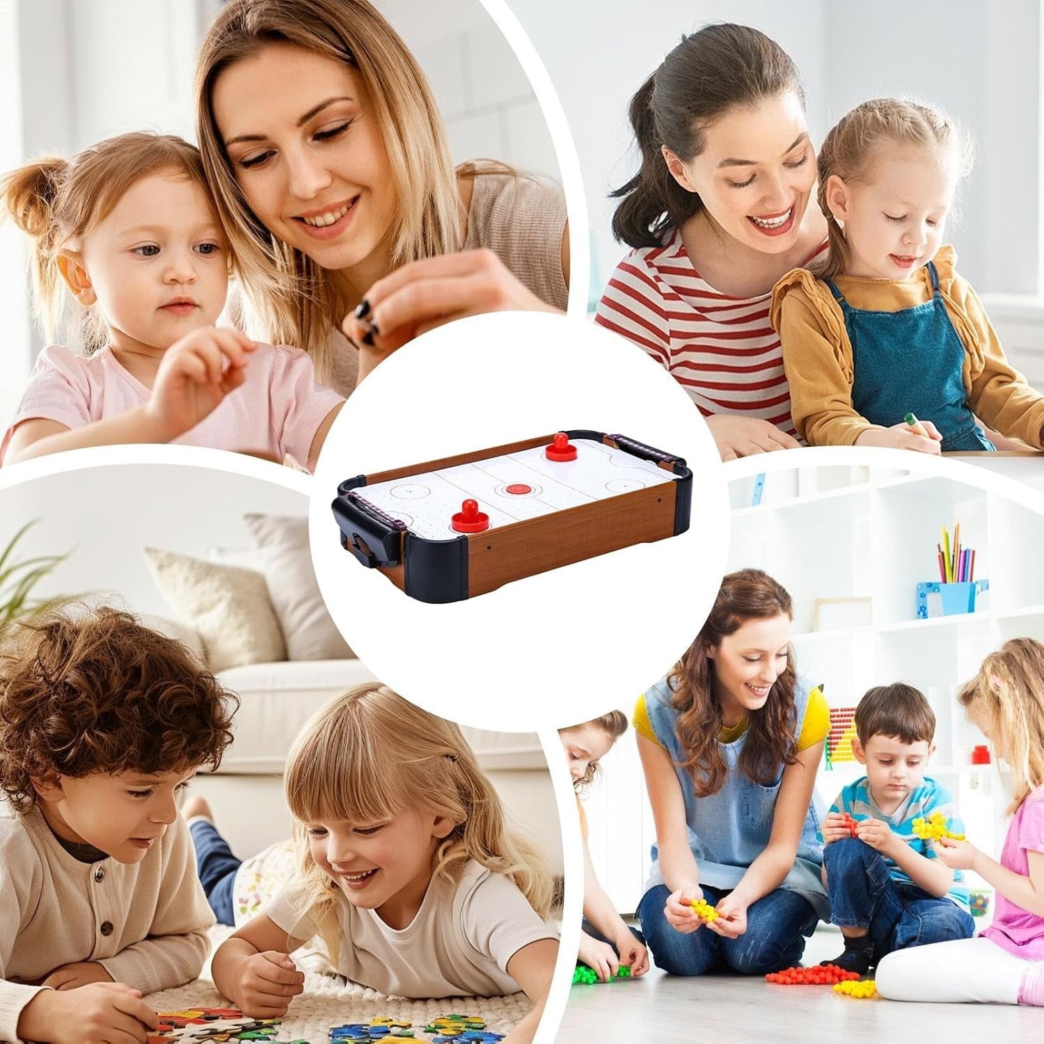 Tabletop Air Hockey Game Wood 2 Player Family Party Fun
