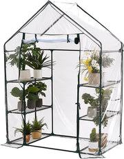 Compact Walk-In Greenhouse 3 Tier 6 Shelves PE Cover for Plants & Seedlings