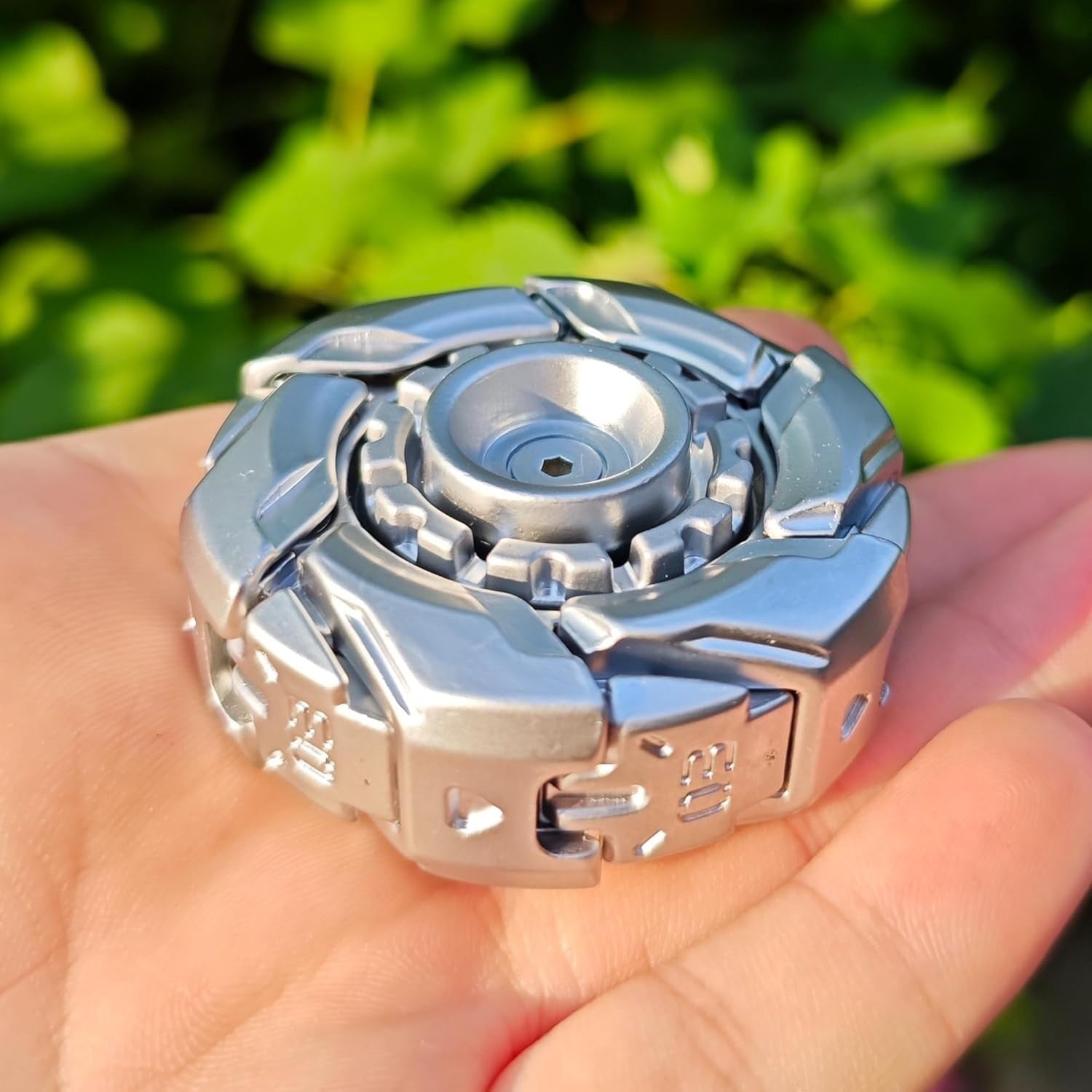 Silver Metal Fidget Slider Spinning Top Magnetic EDC Stress Toy