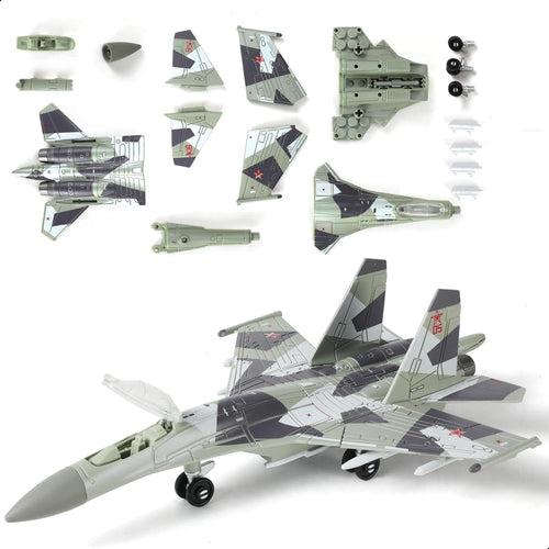 1:100 Scale SU-35 Fighter Jet Model Kit – 34 PCS Military Assembly Toy Set