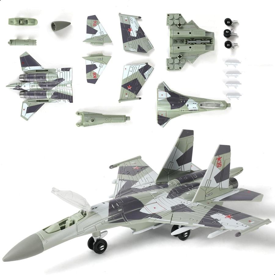 1:100 Scale SU-35 Fighter Jet Model Kit – 34 PCS Military Assembly Toy Set
