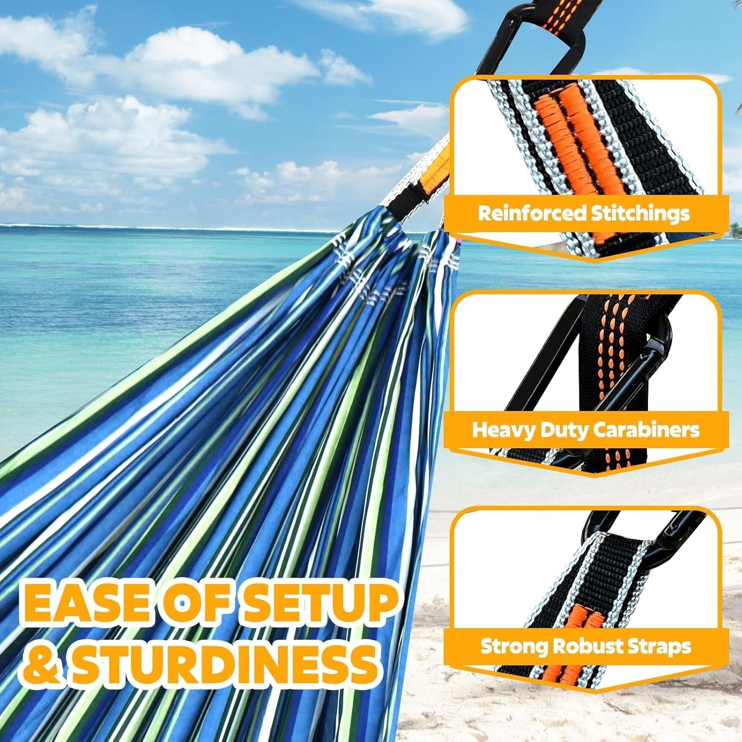 Camping Hammock 300kg Load Ultra-Light Quick-Dry Portable w/ Straps & Clips