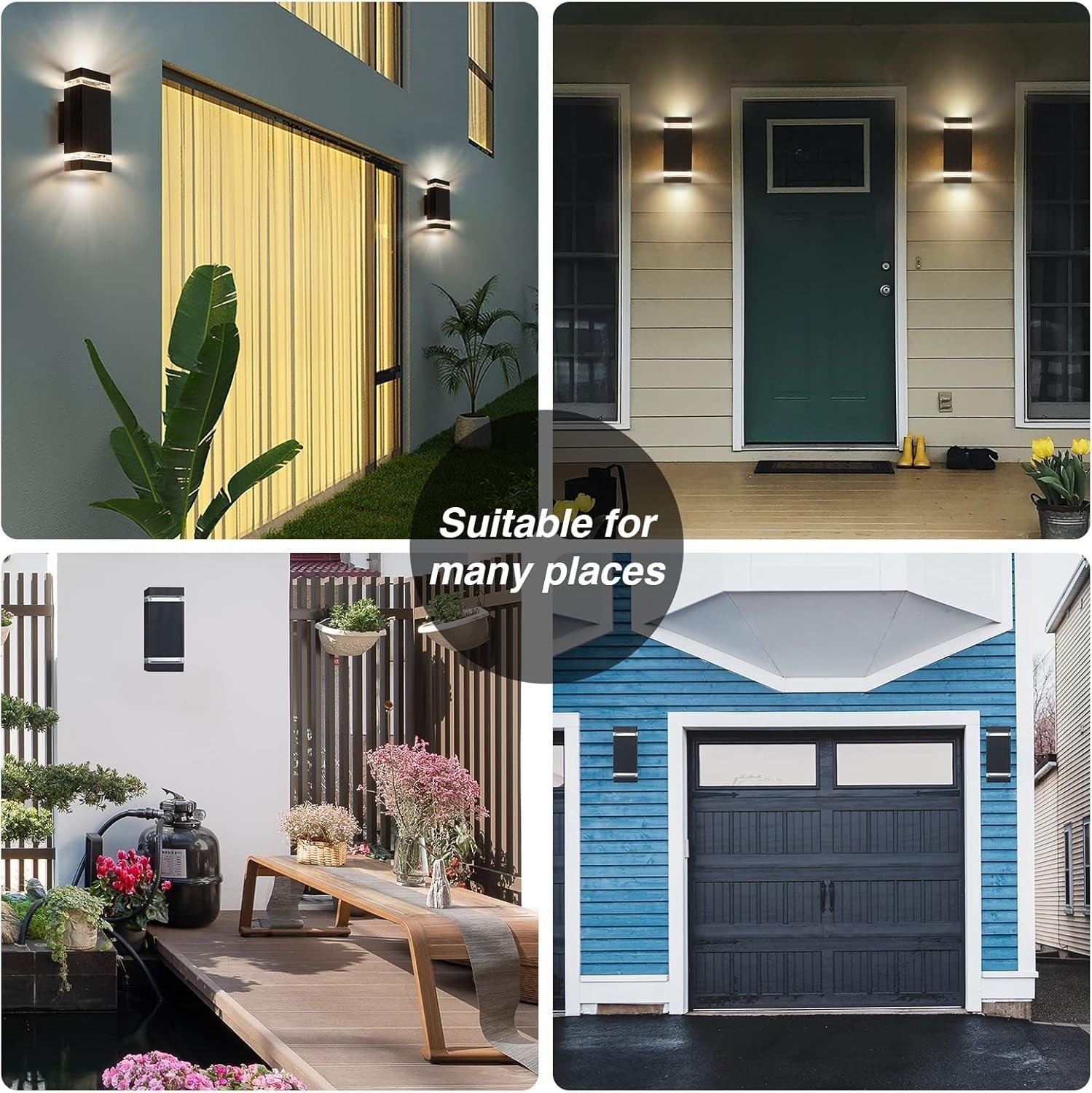 2 Pack Aranzyec Outdoor Up Down Wall Lights IP54 Waterproof Black GU10