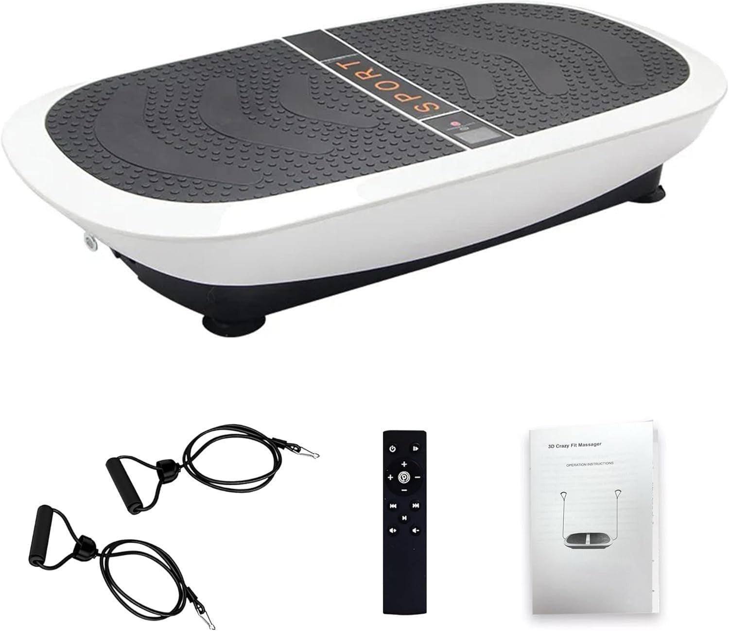 Black White XL 3D Vibration Plate Dual Motor 80 Speeds 150kg Home Gym