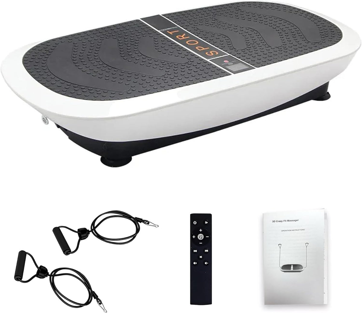 Black White XL 3D Vibration Plate Dual Motor 80 Speeds 150kg Home Gym