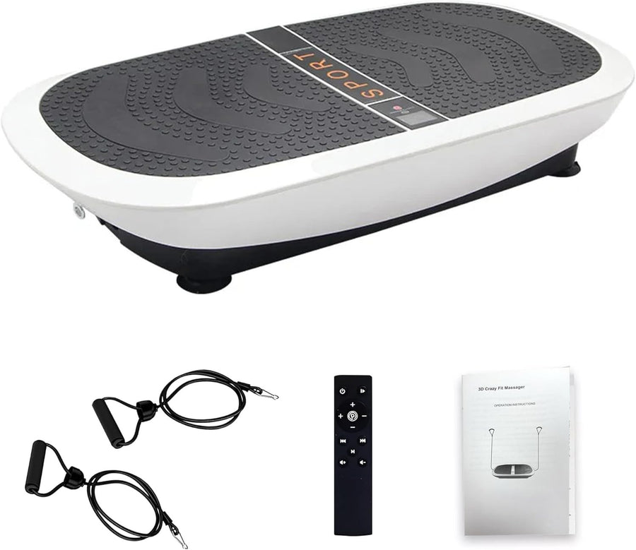 Black White XL 3D Vibration Plate Dual Motor 80 Speeds 150kg Home Gym