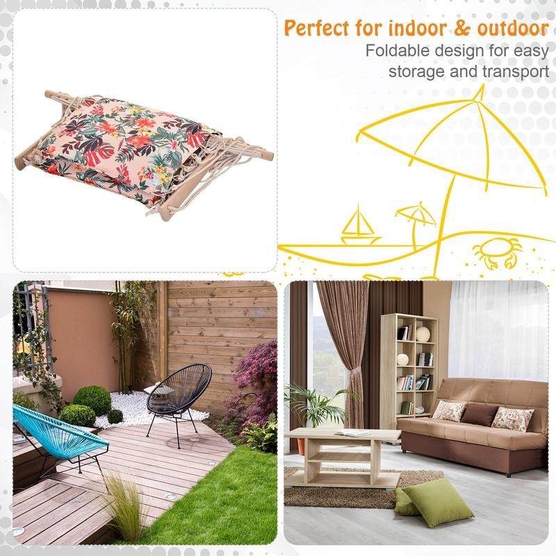 Garden Hanging Hammock Chair Rope Seat Padded Floral Patio Swing 100kg