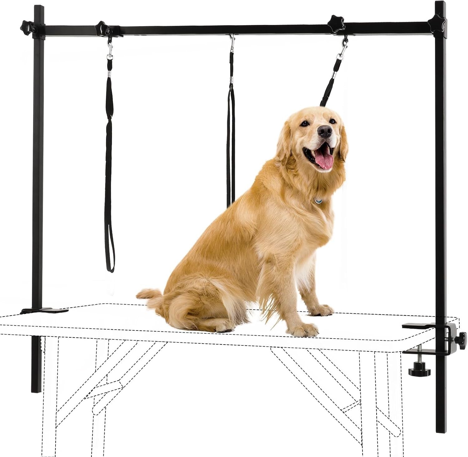 Dog Grooming Arm H Shape Adjustable Clamp 3 Loop Noose Large Small Pets