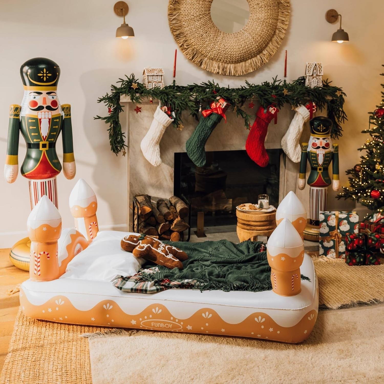 Kids Inflatable Gingerbread House Bed & Air Mattress Twin Sleepover Travel