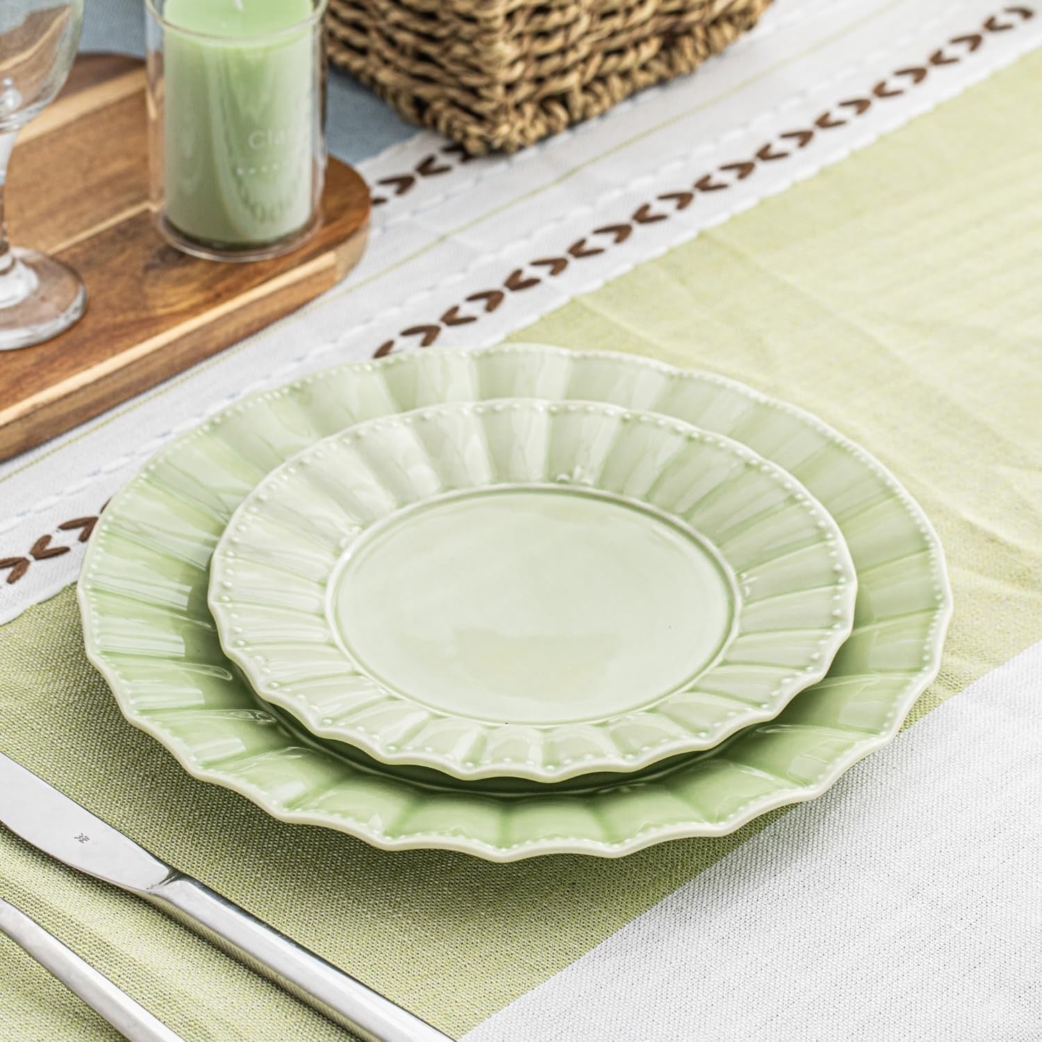 12 Piece Porcelain Dinner Set Colourful Plates Bowls Microwave Dishwasher Safe