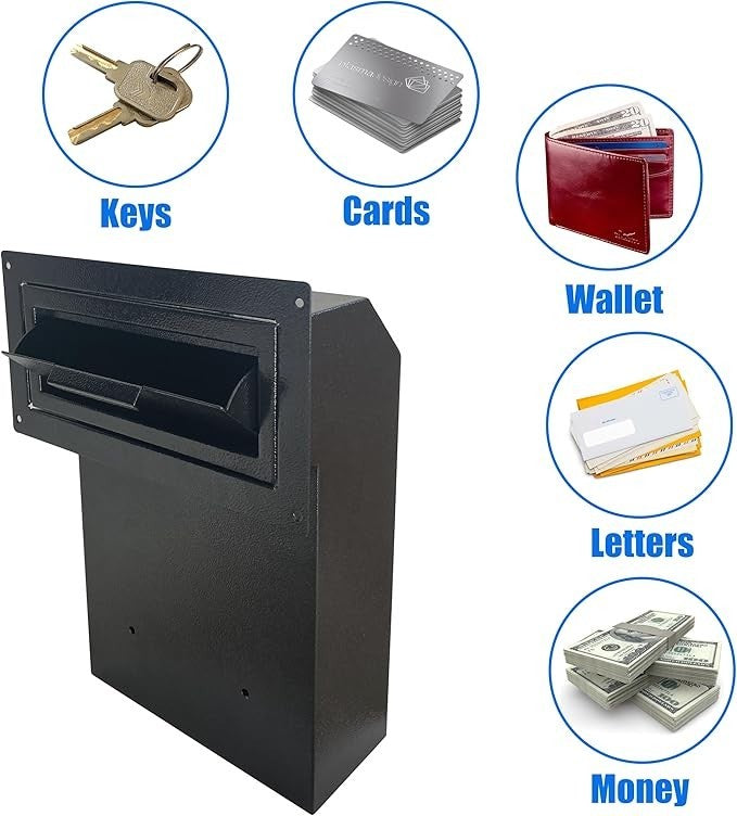 Secure Steel Drop Box w/ Combo Lock – Anti-Fishing Mail Slot, Rear Access, Small