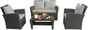 4-Seater Rattan Garden Sofa Set Chairs & Table Outdoor Patio Furniture
