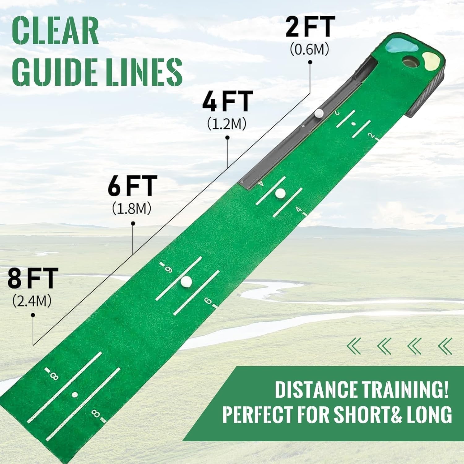 Golf Putting Mat Indoor Training Green Auto Ball Return 3 Holes