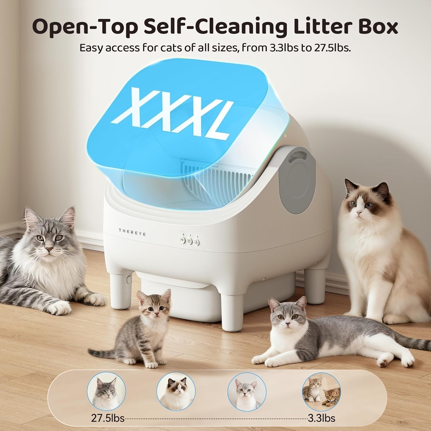 Automatic Self Cleaning Cat Litter Box App Control Quiet Multi Cat