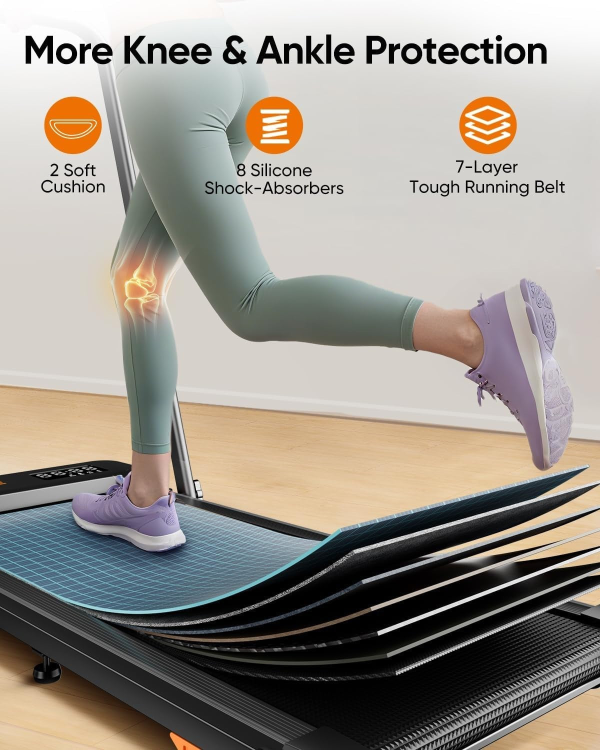 Folding Treadmill Walking Pad 10% Incline Under Desk Remote App 135kg